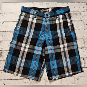 West 49 Retro Blue and Black Plaid Shorts